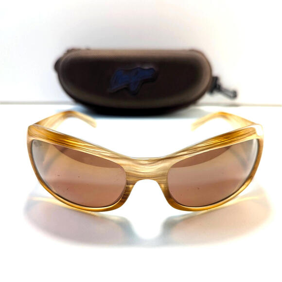 MAUI JIM ITALY MJ-134-22 BROWNISH ROSE TONE LIGHT TORT WRAPS UNISEX SUNGLASSES - Picture 1 of 15